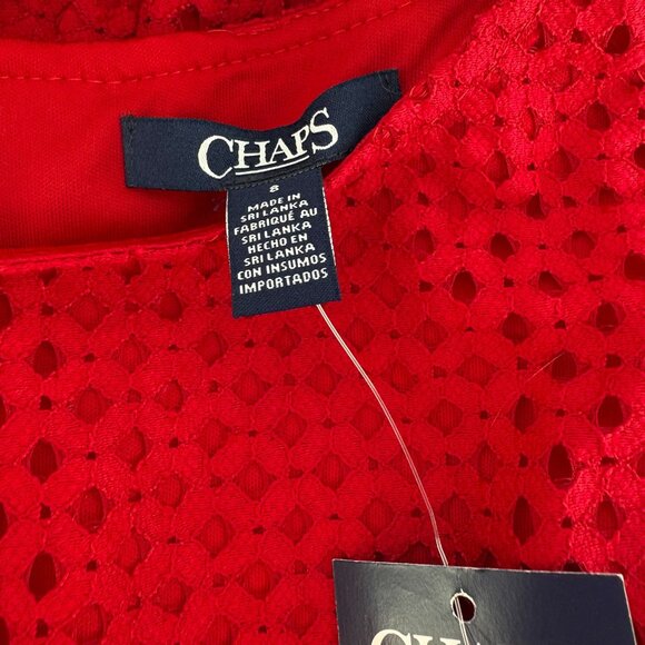 Chaps Womens Yacht Red Sleeveless Eyelet Dress Size 8 NWT - Picture 4 of 7